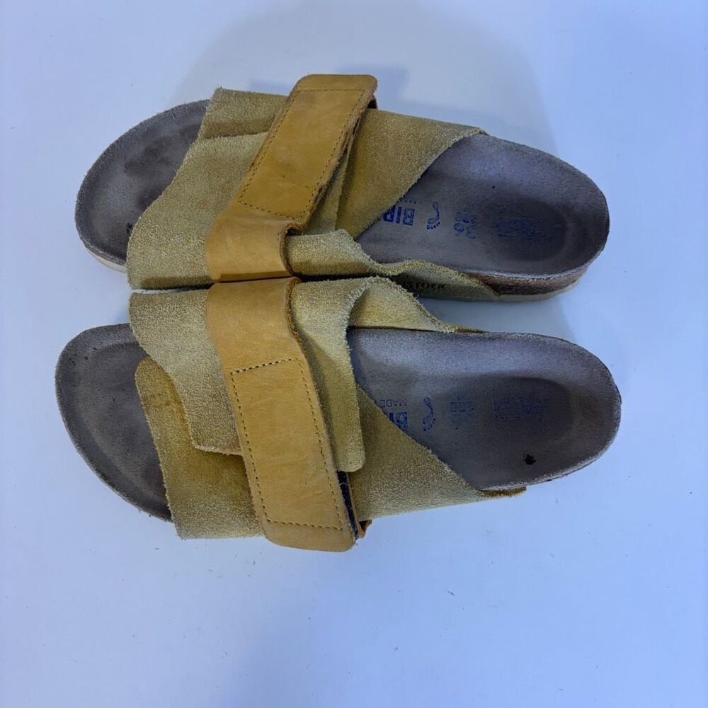 Birkenstock Yellow Suede Strap Slide Sandals Size 36 = 5-5.5